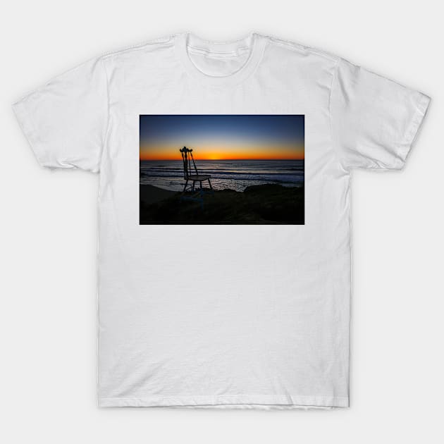 Chair Over Looking The Pacific Ocean T-Shirt by photogarry